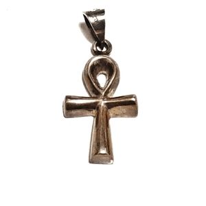 Silver Egyptian Ankh Cross Charm Vintage Pendant